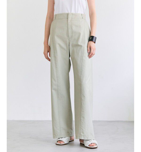 BEIGE,「PREHNA / コットンツイル カービーシームワイドパンツ」|その他|L.Khaki