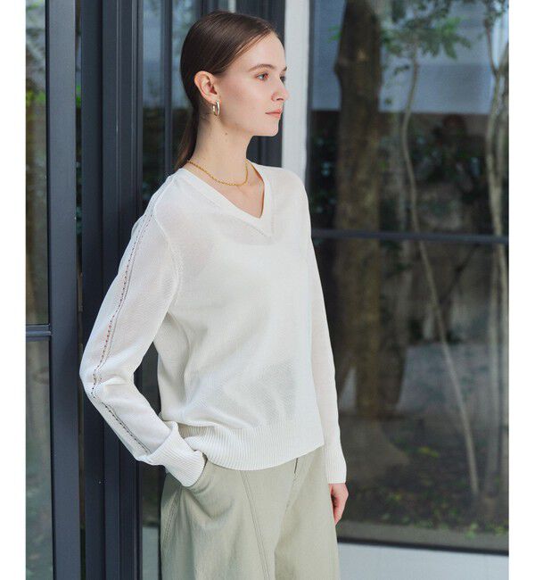 BEIGE,「ARSENOPY / コットンドライタッチ Vネックニット」|ニット・セーター|