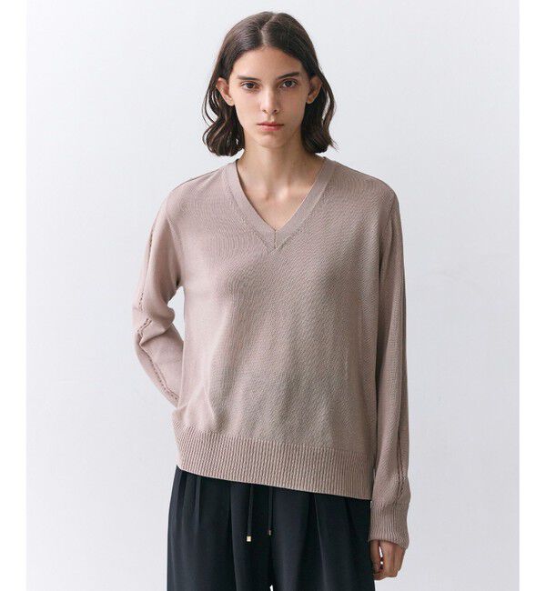 BEIGE,「ARSENOPY / コットンドライタッチ Vネックニット」|ニット・セーター|Taupe