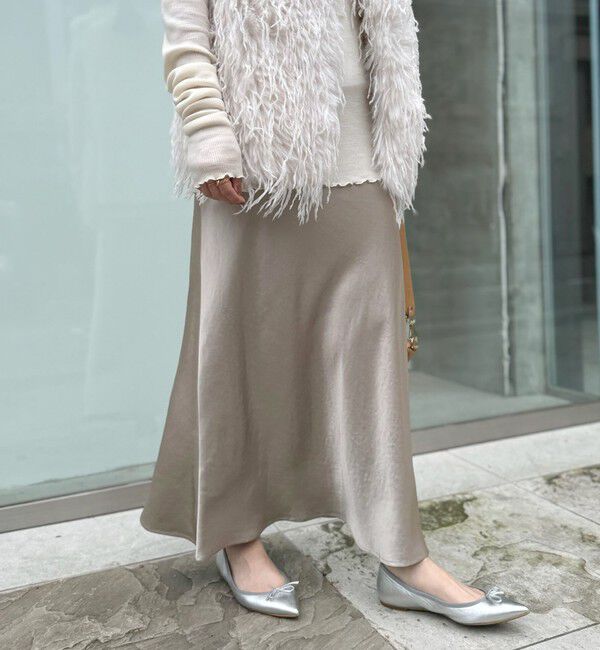 NOLLEY'S sophi「《オールシーズン対応》ウォッシャブルブライトサテンナロースカート」|スカート|