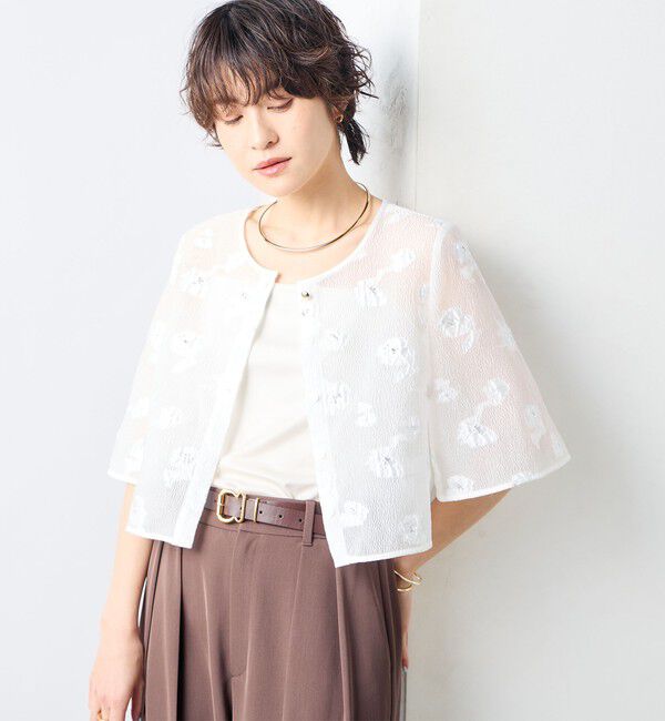 NOLLEY'S sophi「《セットアップ対応》ラメフラワージャガードブラウス」|シャツ・ブラウス|