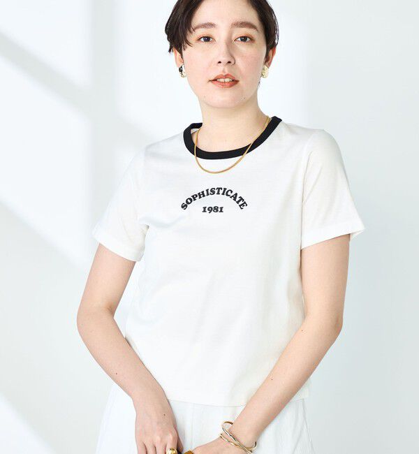 NOLLEY'S sophi「シルケット天竺衿配色ロゴTシャツ」|Tシャツ・カットソー|ホワイト