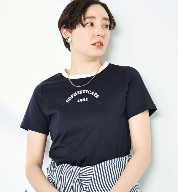 NOLLEY'S sophi「シルケット天竺衿配色ロゴTシャツ」|Tシャツ・カットソー|