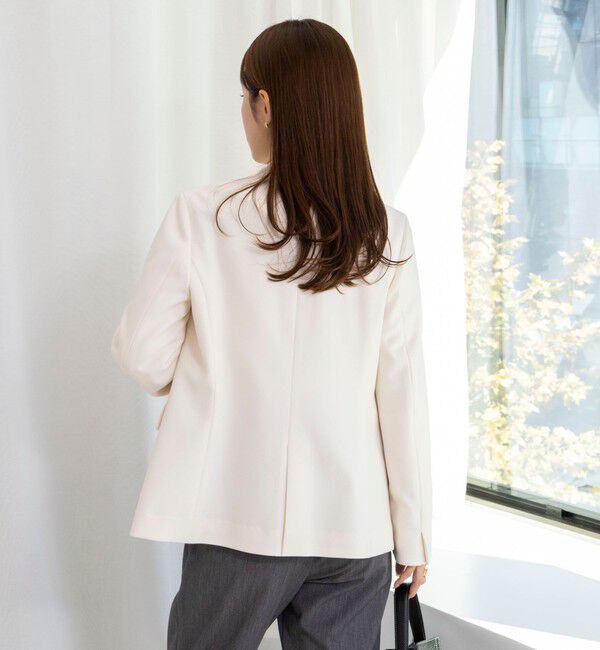 NOLLEY'S「《セットアップ対応》ウォッシャブルサージストレッチVネックジャケット」|ノーカラージャケット|