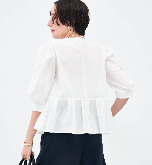 NOLLEY'S「ウォッシャブルサラドラトリコットペプラムブラウス」|シャツ・ブラウス|ホワイト