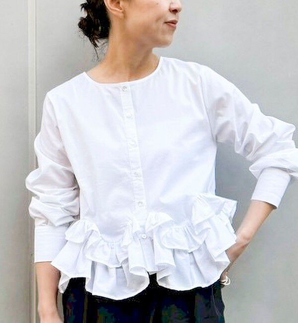 NOLLEY'S「【WEB限定】ウォッシャブルペプラムフリル2WAYブラウス」|シャツ・ブラウス|オフホワイト