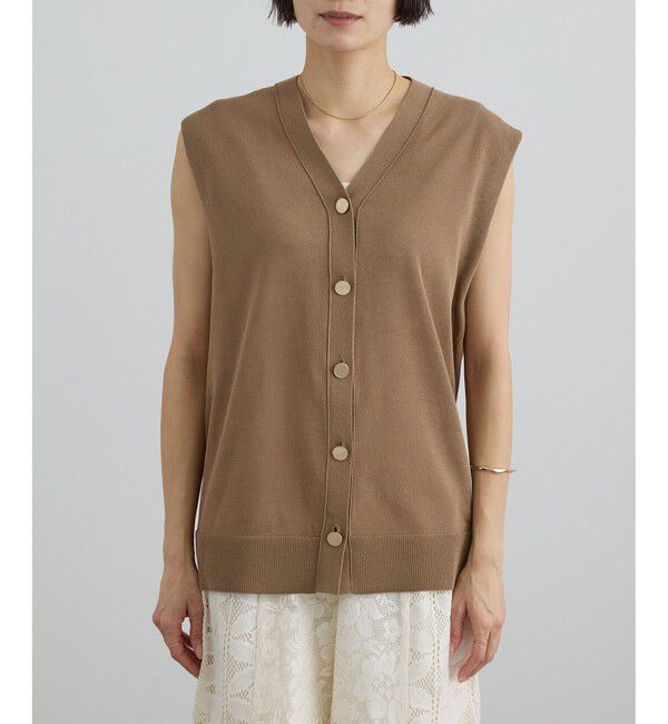 SALON adam et rope'「【WEB限定】ドライタッチメタルボタンニットジレ / ベスト［洗える］」|ベスト・ジレ|