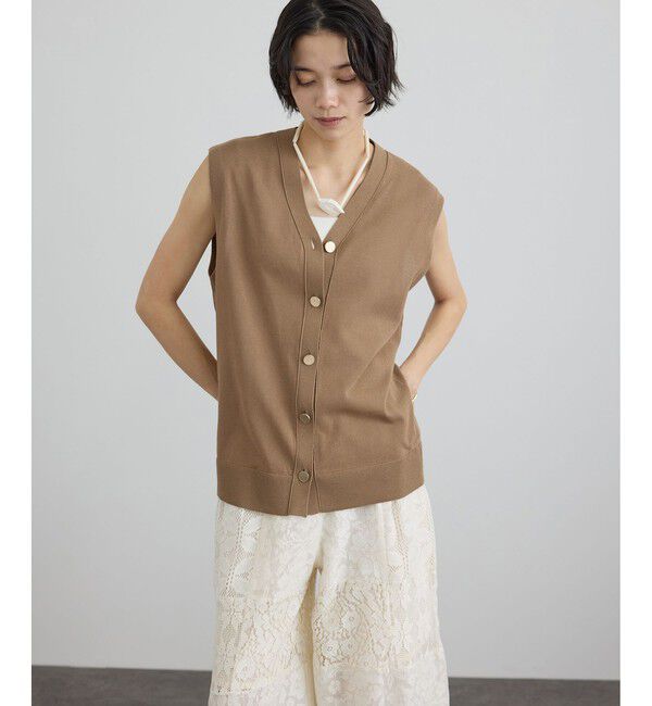 SALON adam et rope'「【WEB限定】ドライタッチメタルボタンニットジレ / ベスト［洗える］」|ベスト・ジレ|