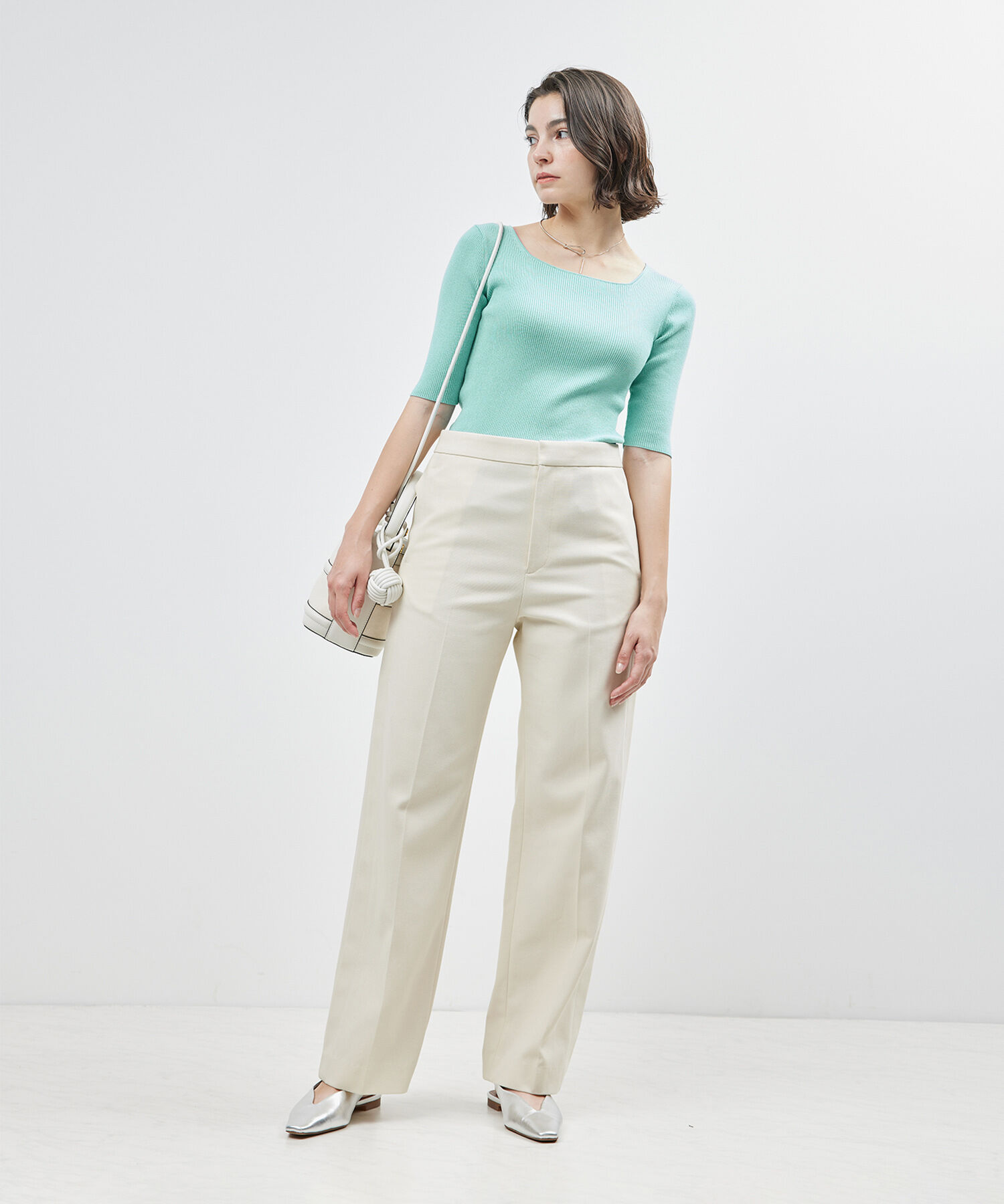 ROPE「【洗える】シルクプロテイン5分袖ニット【メディア掲載】」|Tシャツ・カットソー|