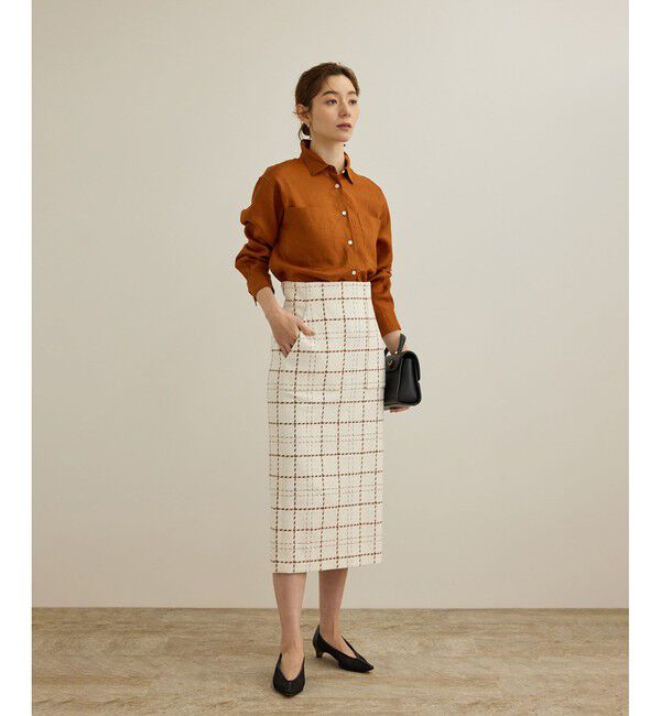 ROPE「【洗える】ツイードチェック ポケット付きタイトスカート」|スカート|