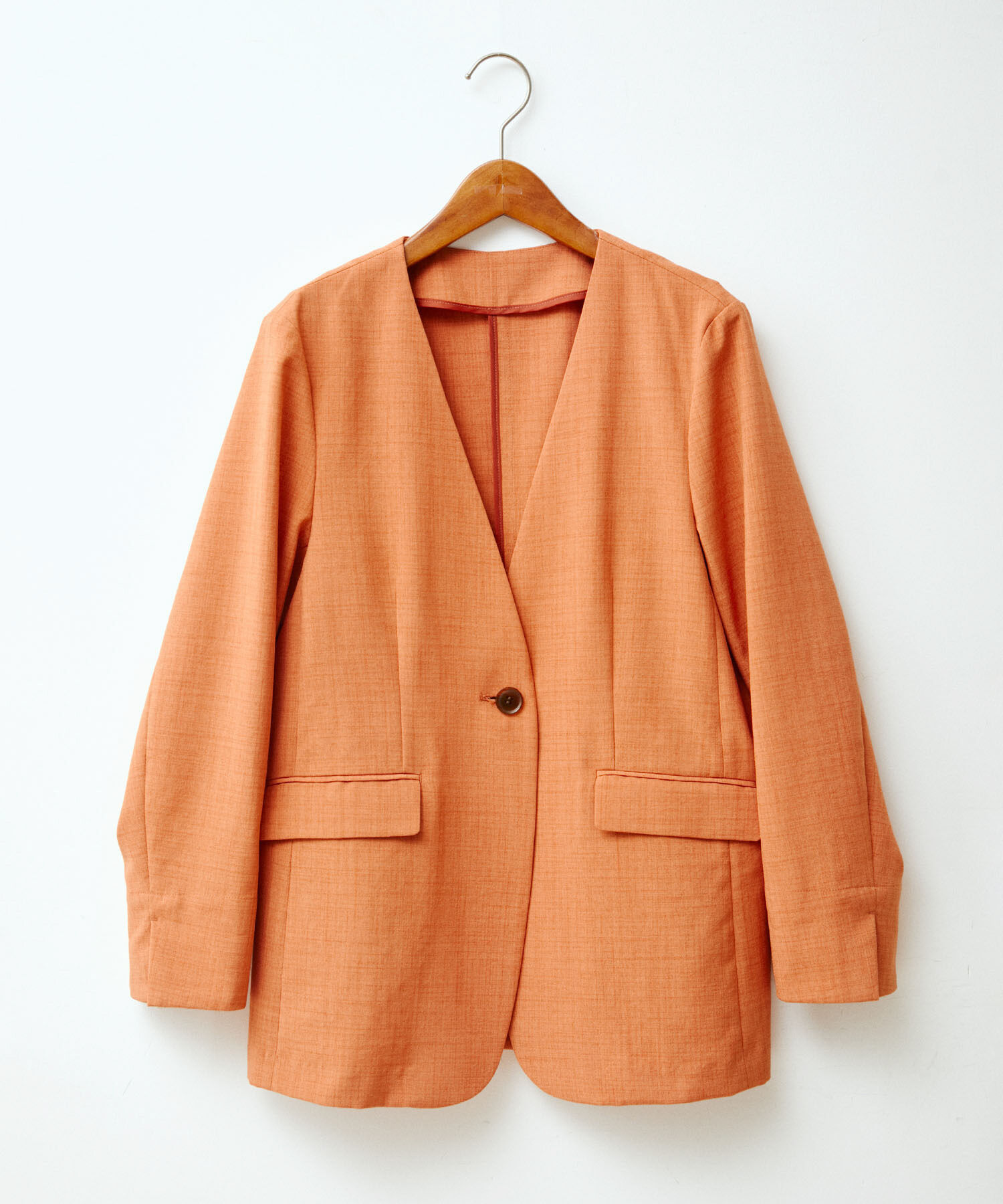 VIS「【洗える・接触冷感】美easyノーカラーVネックジャケット【セットアップ対応】」|ノーカラージャケット|