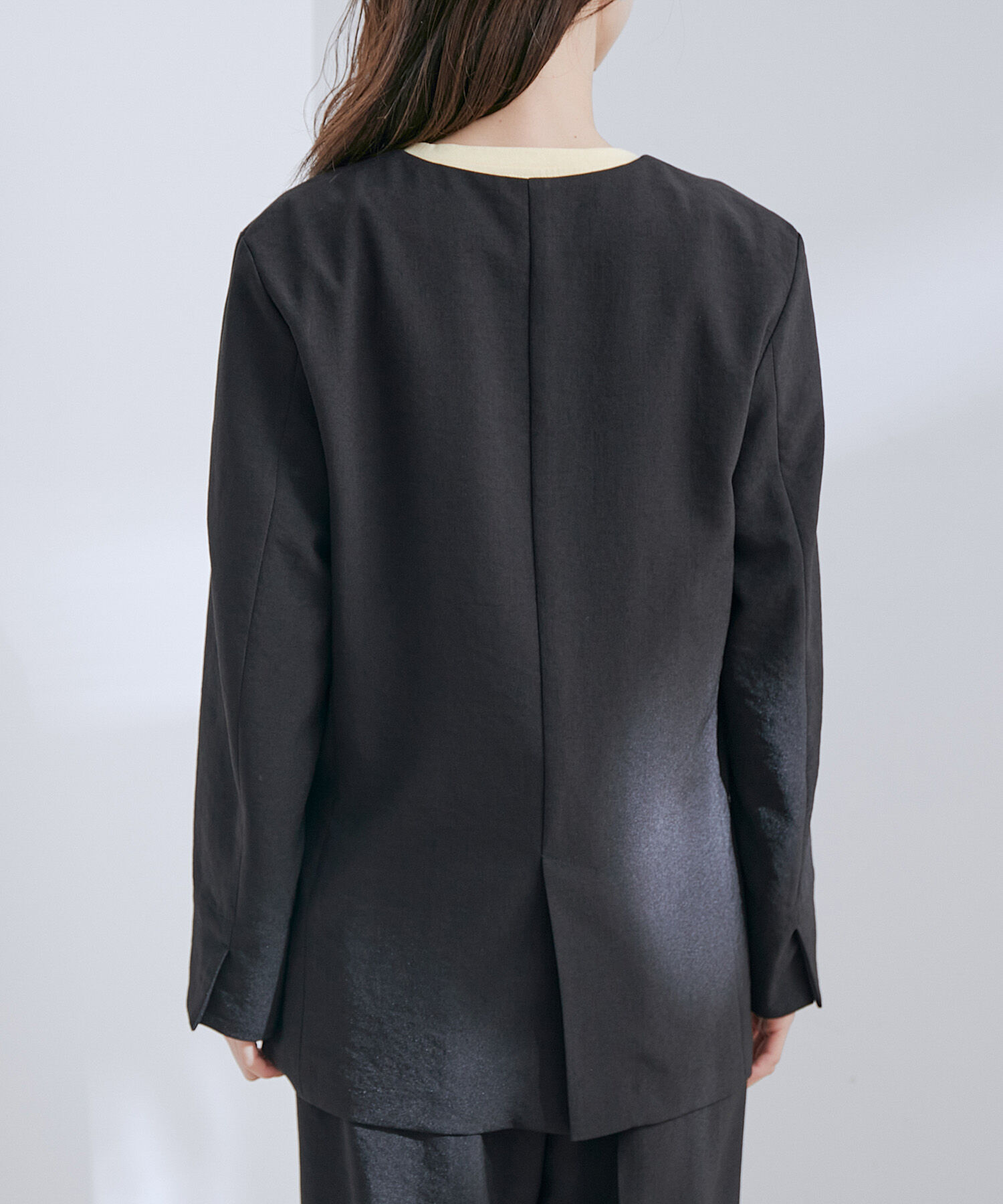 VIS「【洗える・接触冷感】美easyノーカラーVネックジャケット【セットアップ対応】」|ノーカラージャケット|