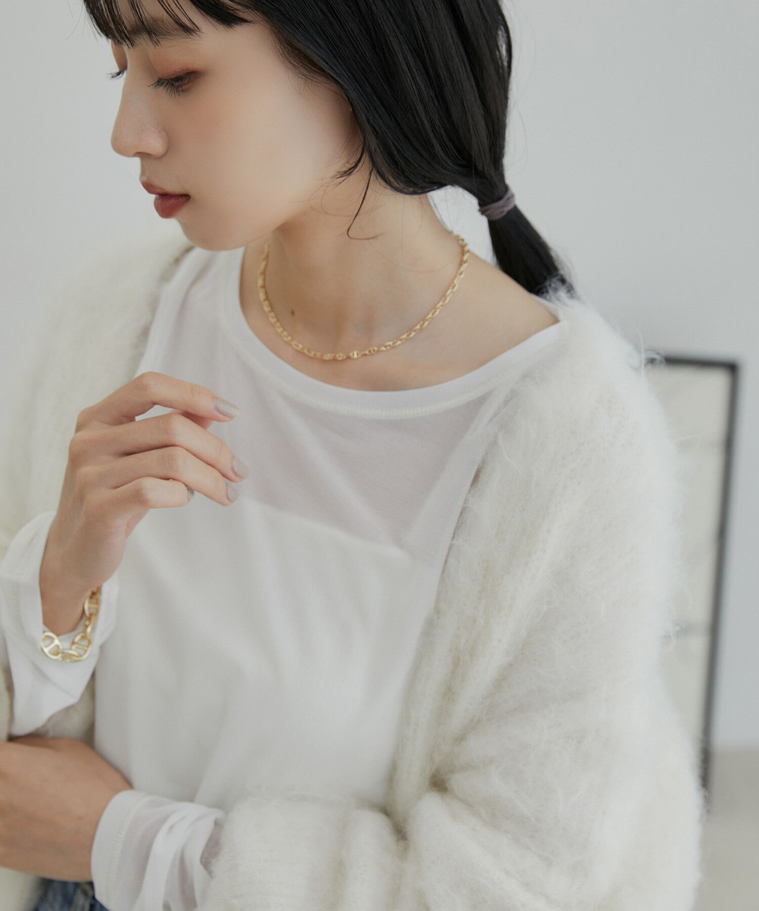 VIS「【洗える】クルーネックシアーロングTシャツ」|Tシャツ・カットソー|