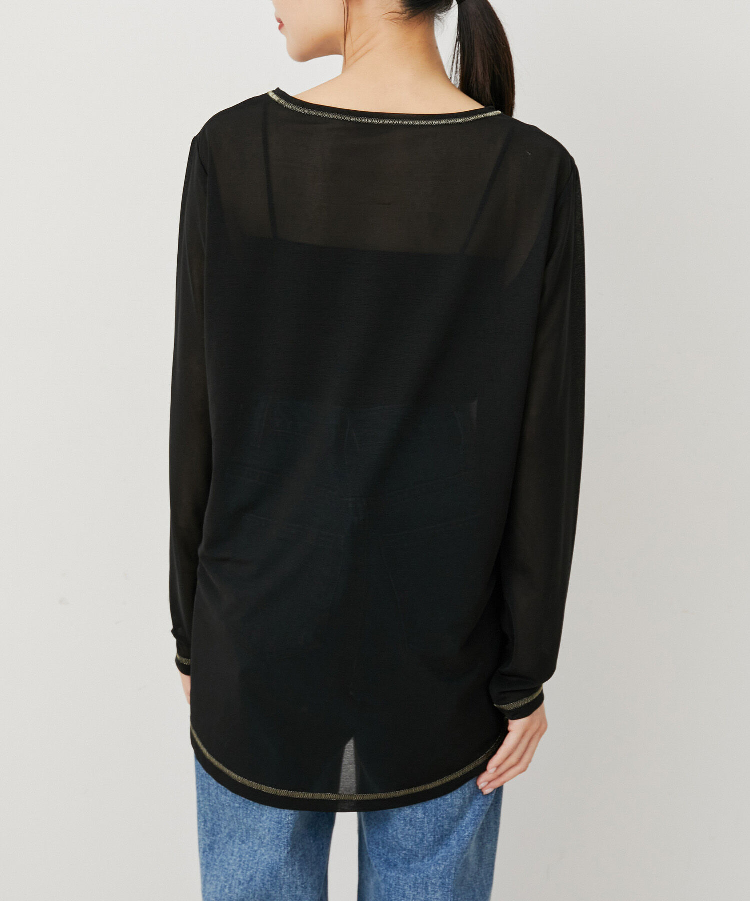 VIS「【洗える】クルーネックシアーロングTシャツ」|Tシャツ・カットソー|