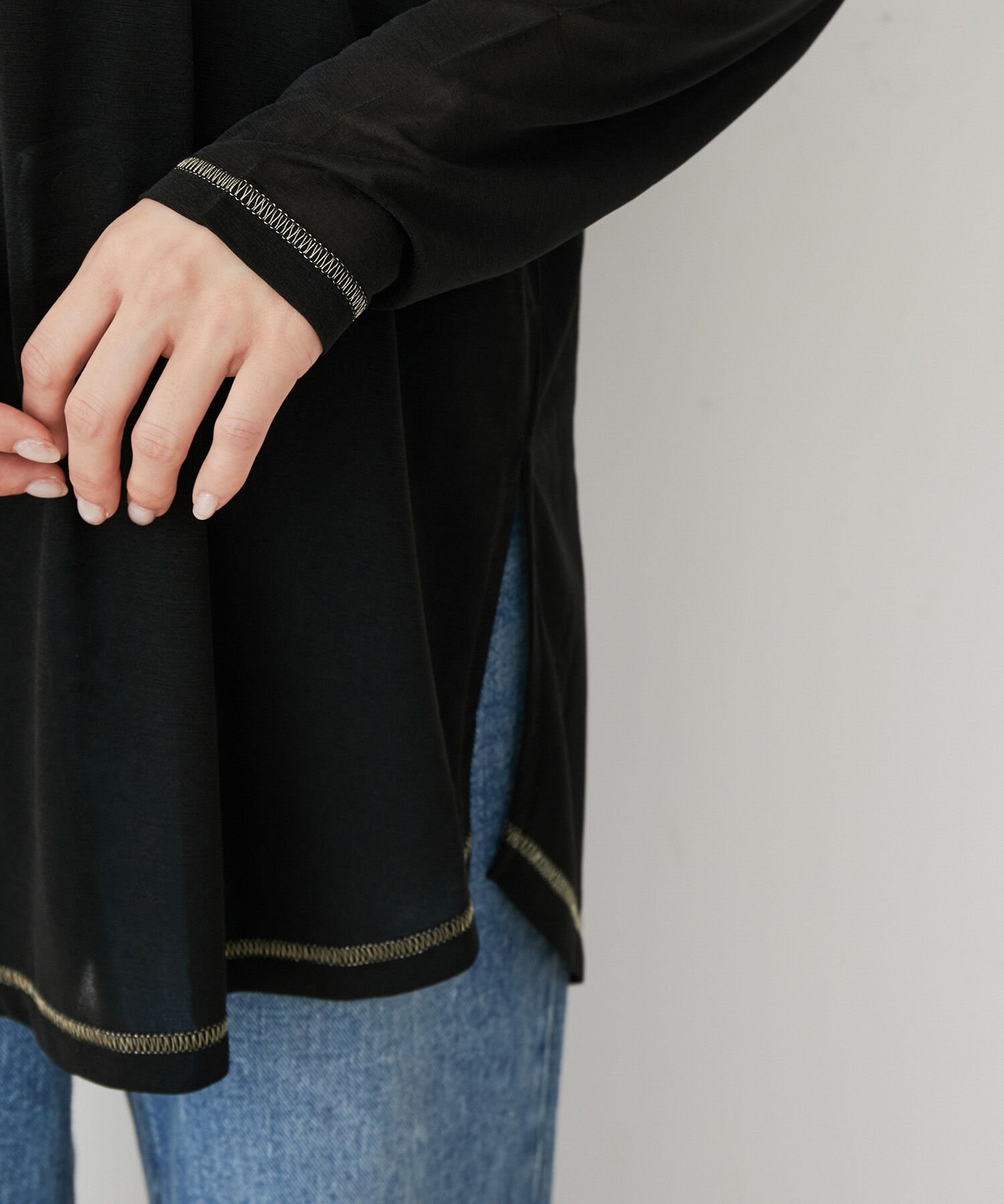 VIS「【洗える】クルーネックシアーロングTシャツ」|Tシャツ・カットソー|