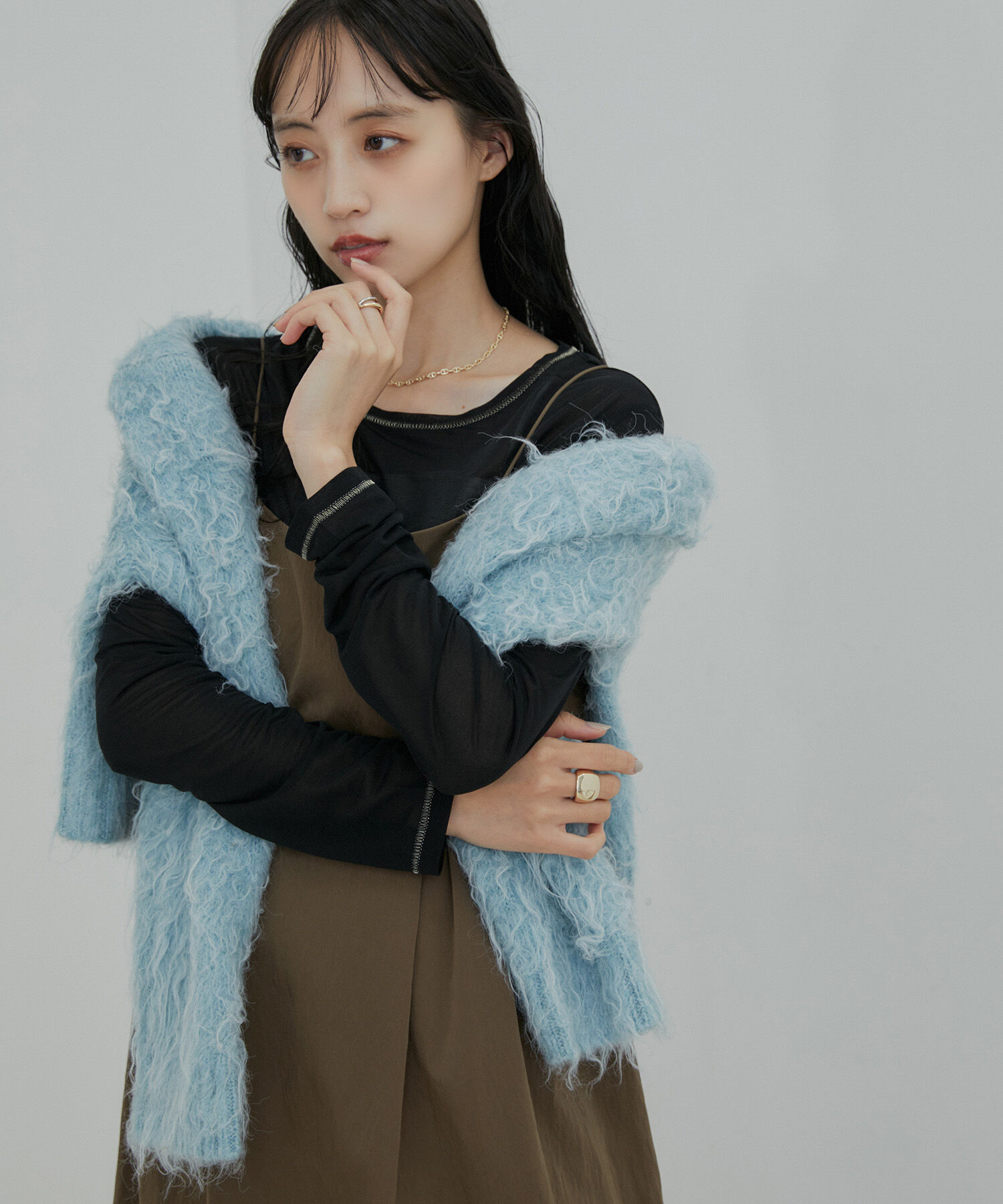 VIS「【洗える】クルーネックシアーロングTシャツ」|Tシャツ・カットソー|