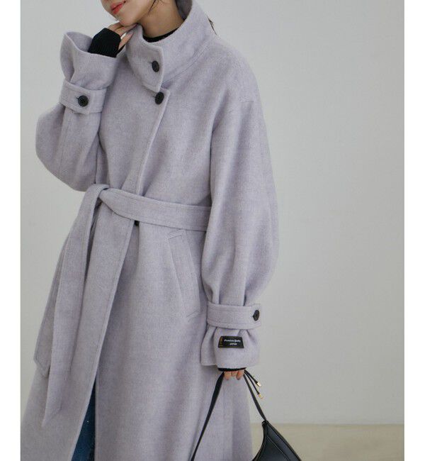 VIS「【静電気防止】2WAY毛混シャギーロングコート」|その他|ラベンダー