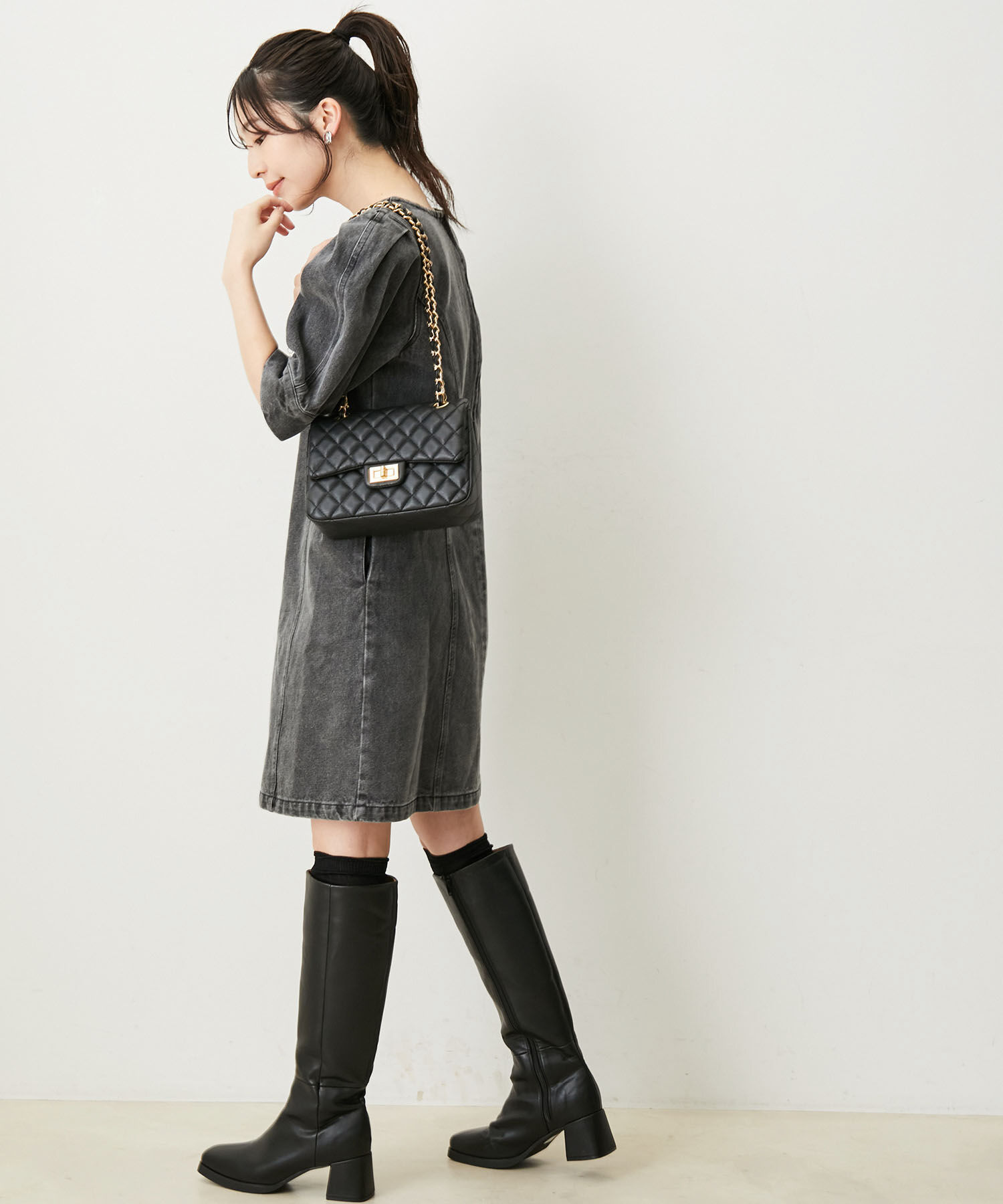 VIS「【抗菌防臭】スクエアトゥソフトロングブーツ」|ロングブーツ|