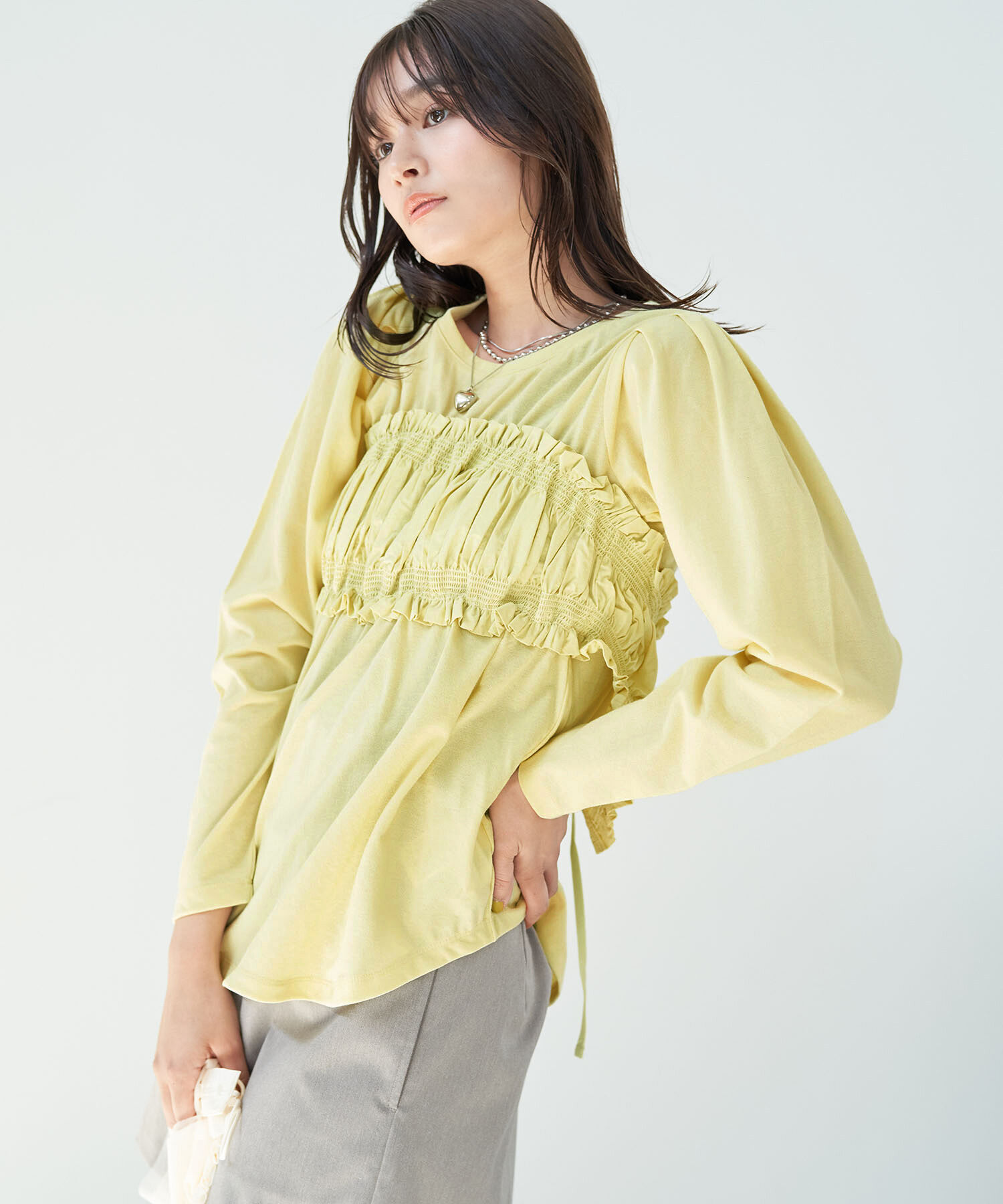 VIS「ビスチェドッキングデザインロングTシャツ」|Tシャツ・カットソー|