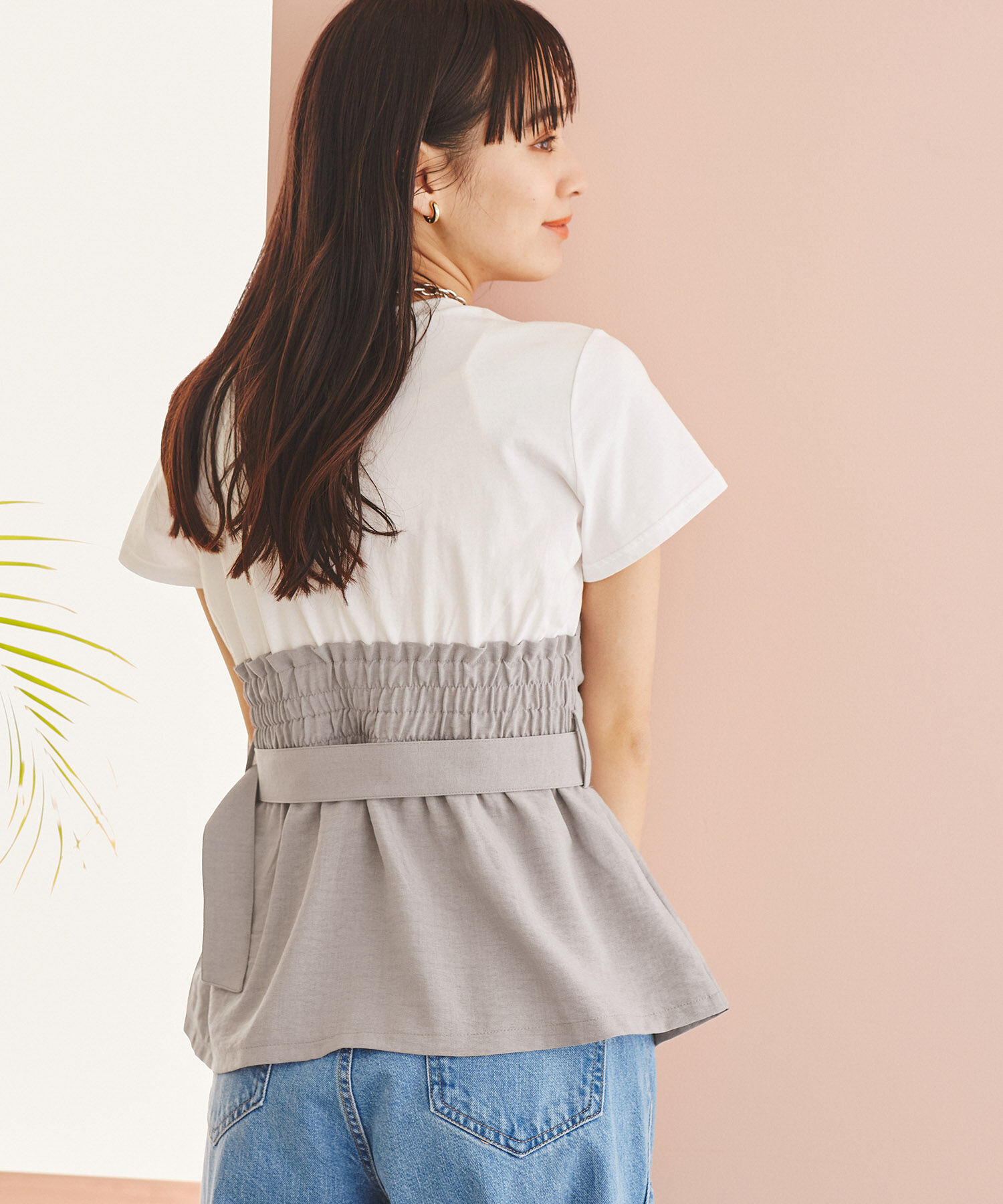 VIS「【接触冷感・洗える】美easyコルセットドッキングプルオーバー」|Tシャツ・カットソー|