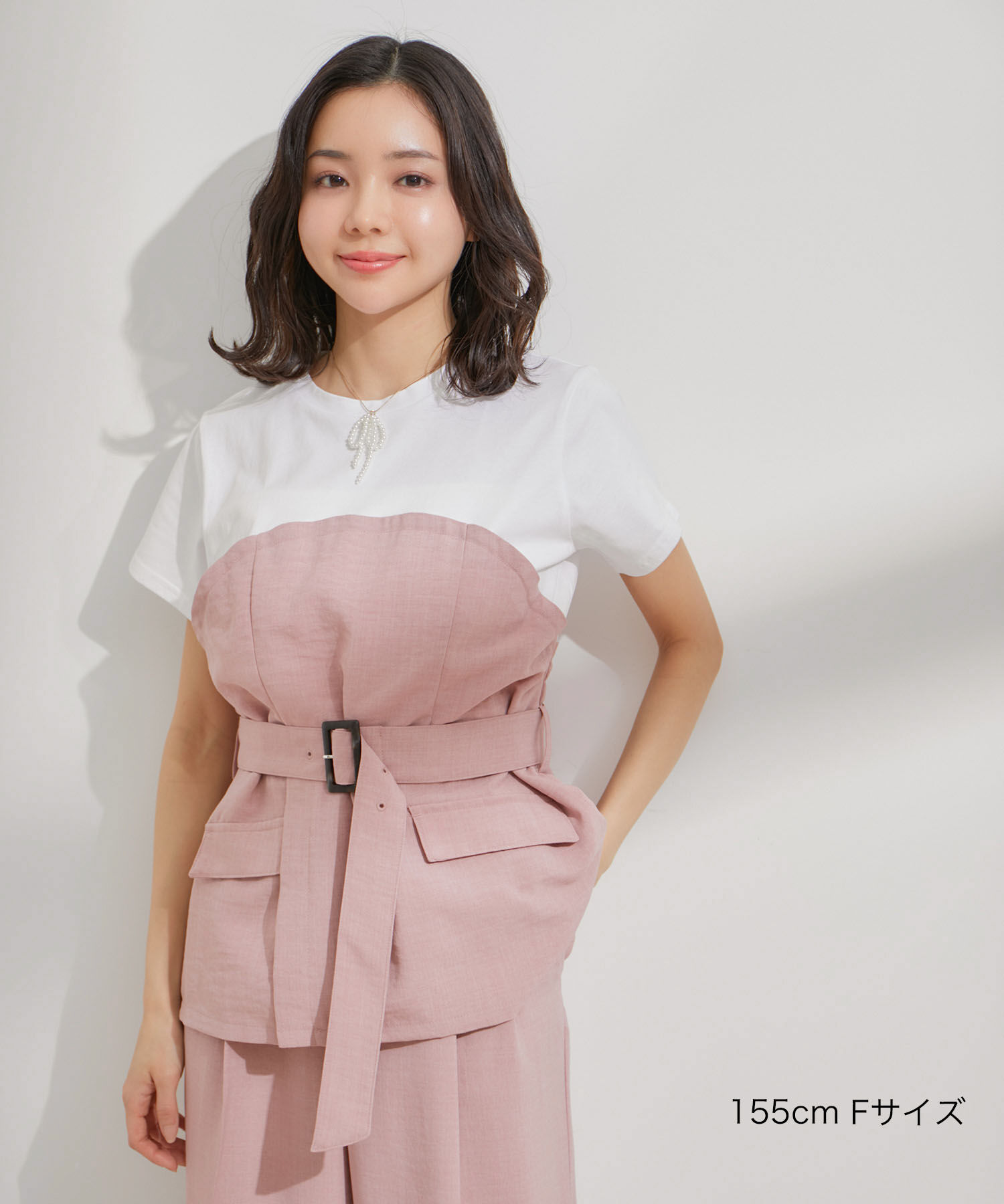 VIS「【接触冷感・洗える】美easyコルセットドッキングプルオーバー」|Tシャツ・カットソー|