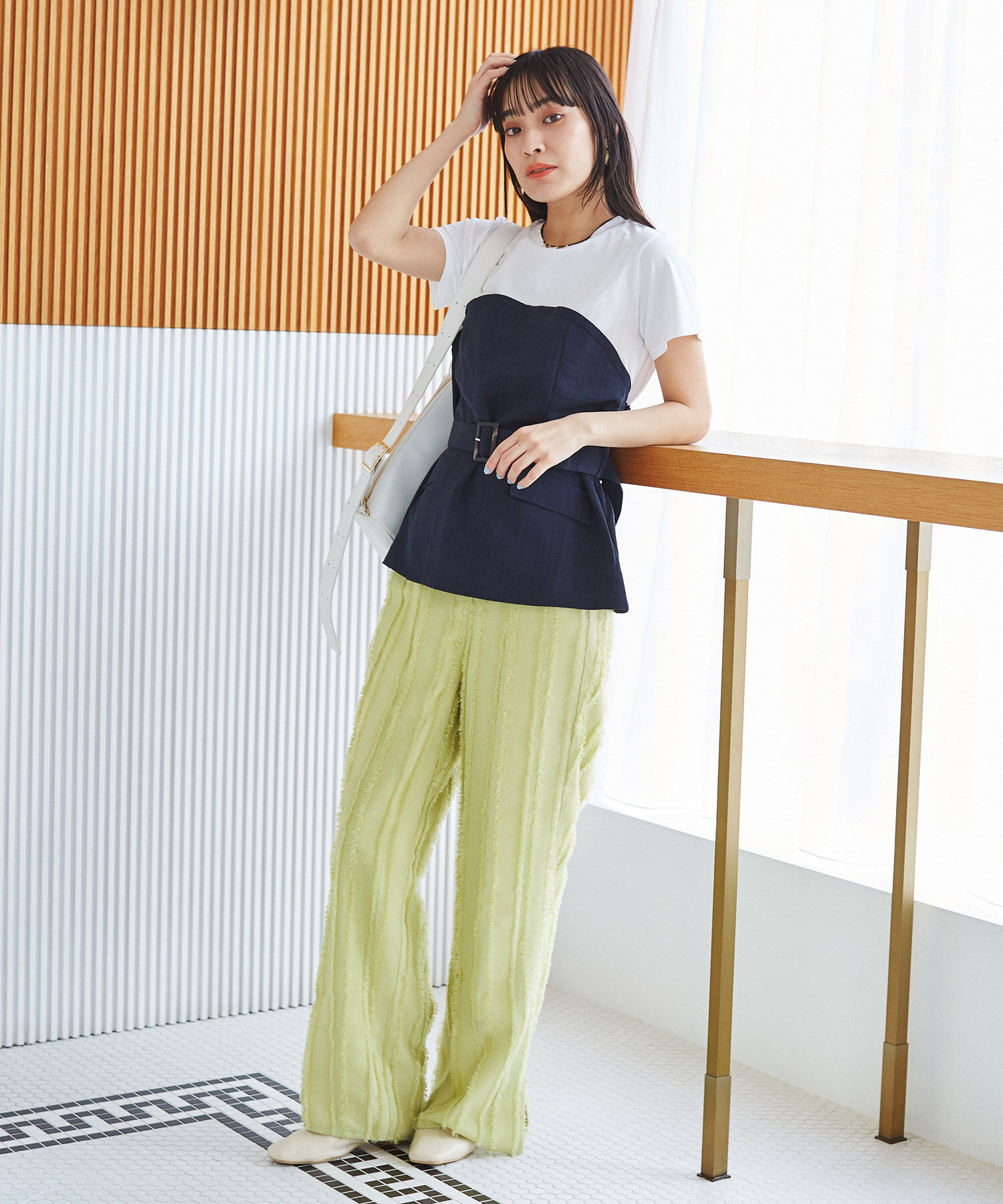 VIS「【接触冷感・洗える】美easyコルセットドッキングプルオーバー」|Tシャツ・カットソー|