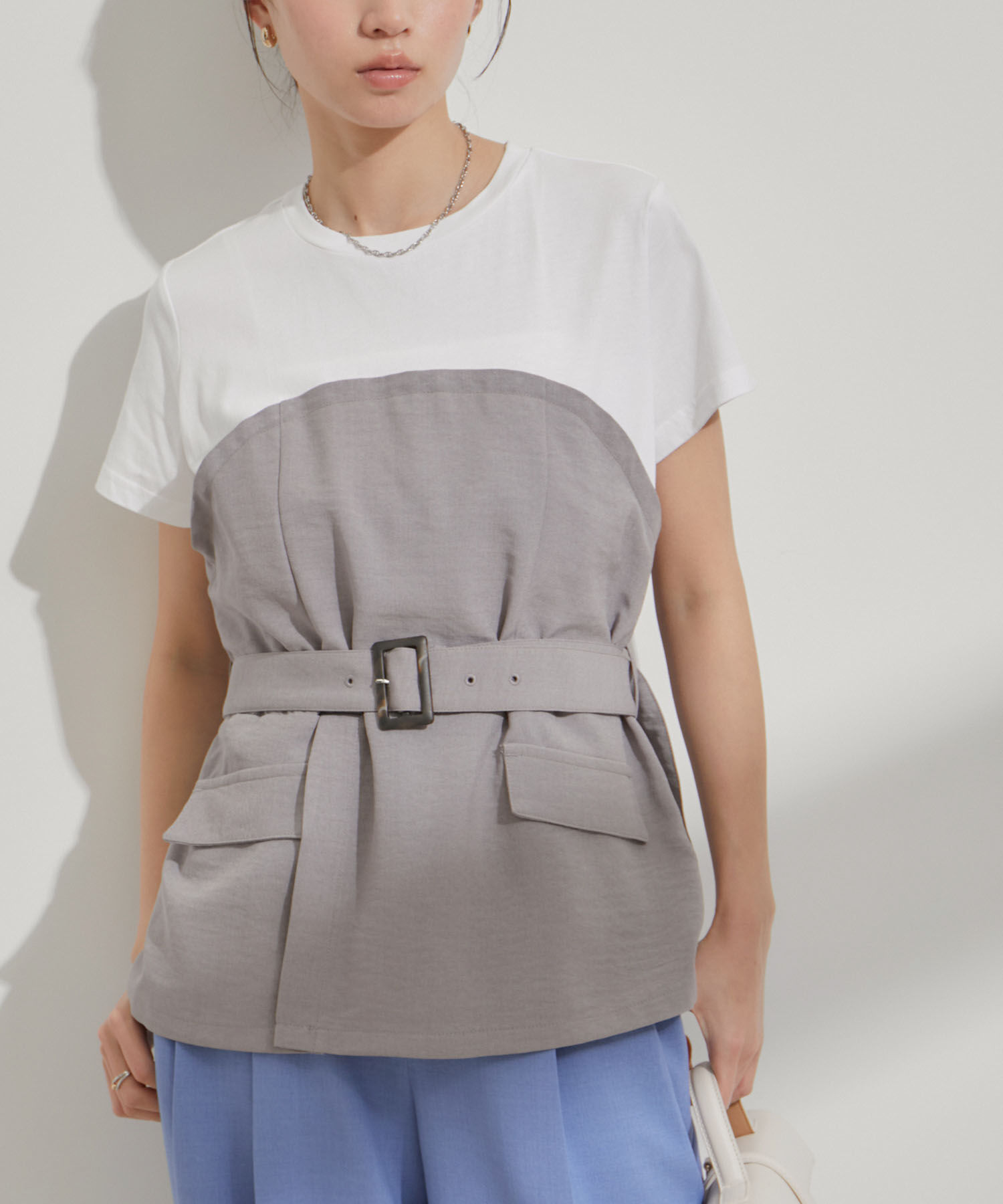 VIS「【接触冷感・洗える】美easyコルセットドッキングプルオーバー」|Tシャツ・カットソー|