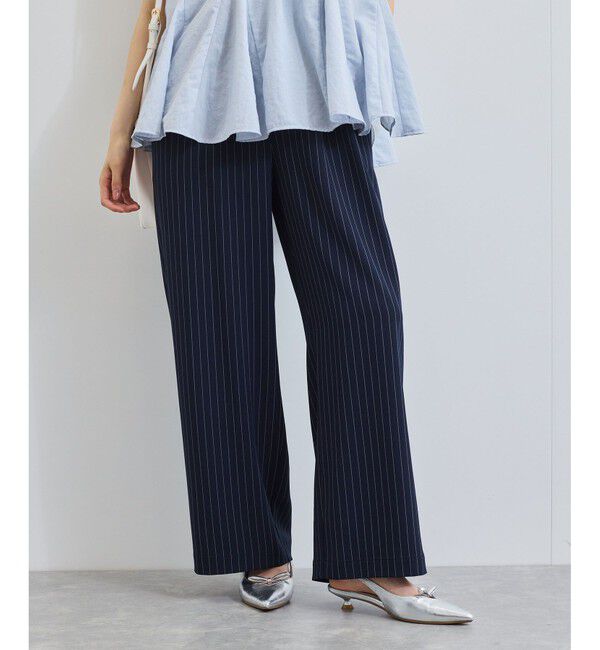 VIS「【接触冷感/UVケア】ピンストライプリラックスワイドパンツ」|チノ|