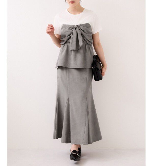 VIS「美easyリネンライクリボンビスチェトップス/イージーケア・接触冷感・セットアップ対応」|Tシャツ・カットソー|