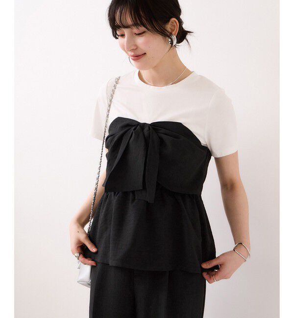 VIS「美easyリネンライクリボンビスチェトップス/イージーケア・接触冷感・セットアップ対応」|Tシャツ・カットソー|