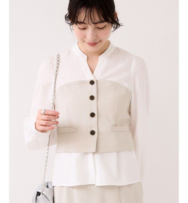 VIS「美easy前開きビスチェドッキングシャツ/イージーケア・接触冷感・セットアップ対応」|シャツ・ブラウス|