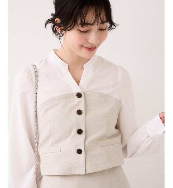 VIS「美easy前開きビスチェドッキングシャツ/イージーケア・接触冷感・セットアップ対応」|シャツ・ブラウス|