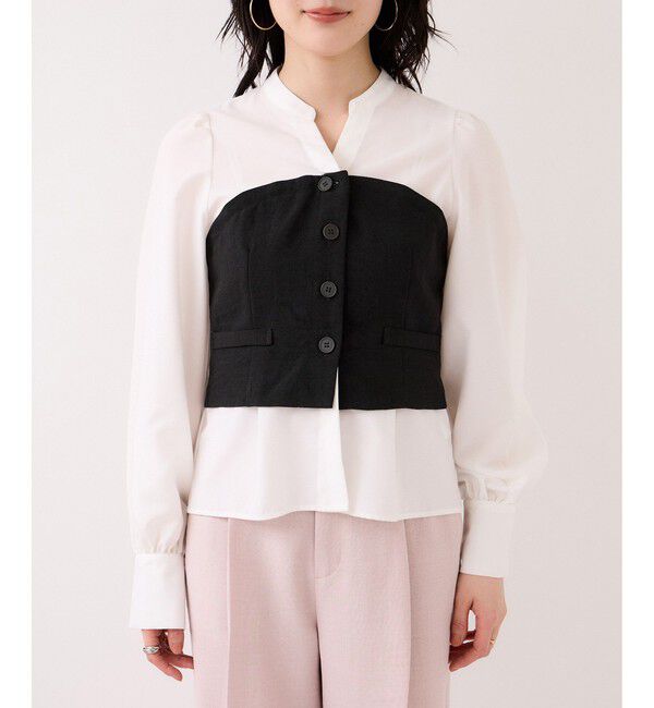 VIS「美easy前開きビスチェドッキングシャツ/イージーケア・接触冷感・セットアップ対応」|シャツ・ブラウス|