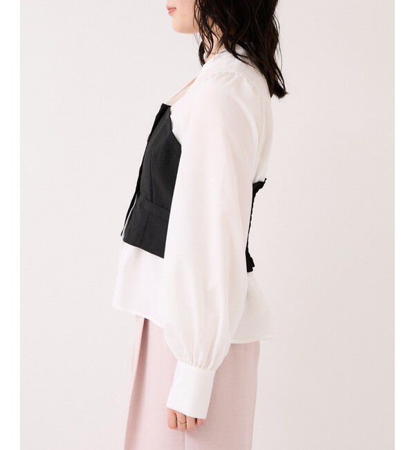 VIS「美easy前開きビスチェドッキングシャツ/イージーケア・接触冷感・セットアップ対応」|シャツ・ブラウス|