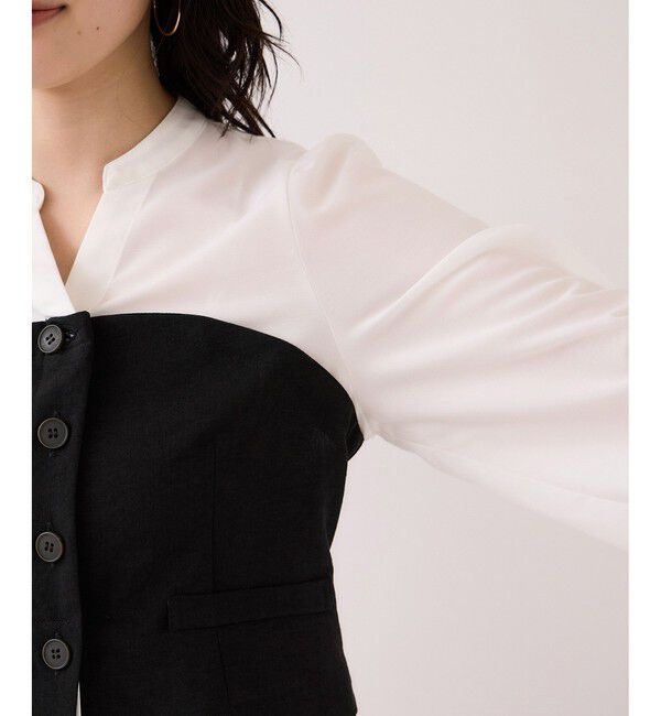 VIS「美easy前開きビスチェドッキングシャツ/イージーケア・接触冷感・セットアップ対応」|シャツ・ブラウス|