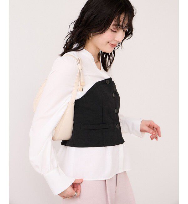 VIS「美easy前開きビスチェドッキングシャツ/イージーケア・接触冷感・セットアップ対応」|シャツ・ブラウス|