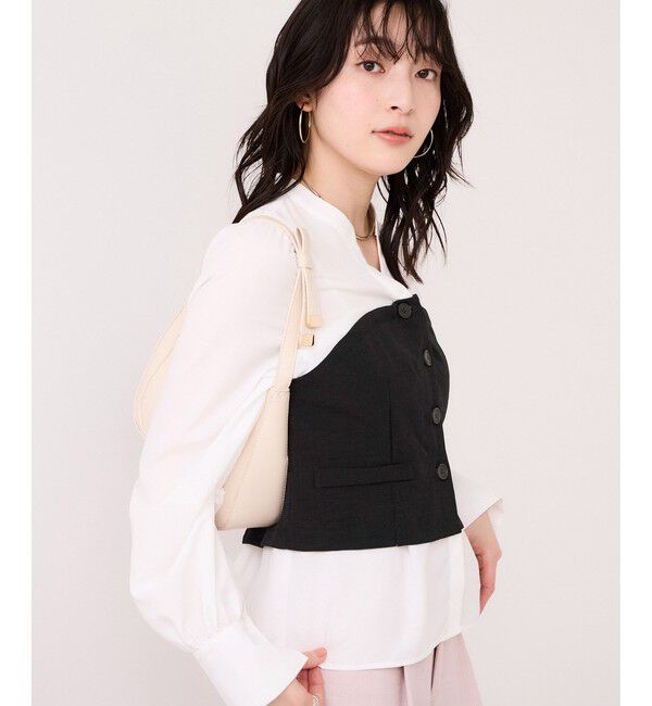 VIS「美easy前開きビスチェドッキングシャツ/イージーケア・接触冷感・セットアップ対応」|シャツ・ブラウス|