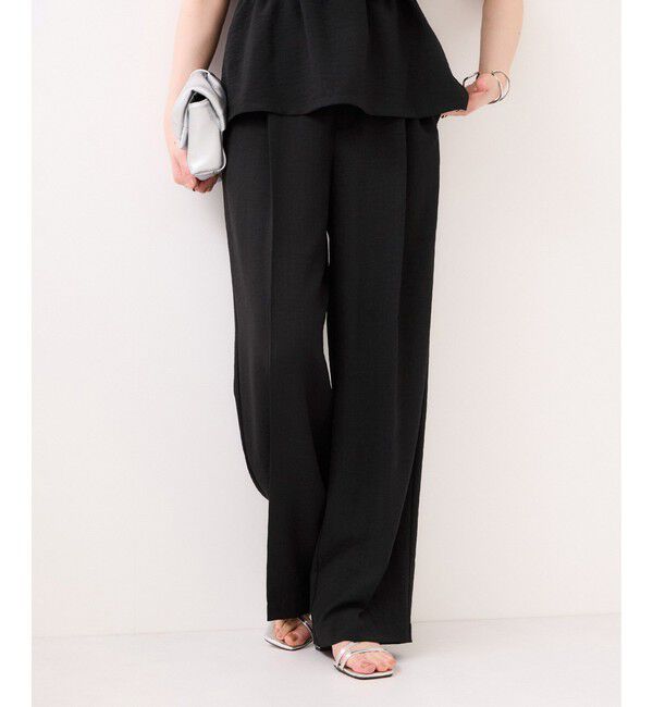 VIS「美easyリネンライクワイドパンツ/イージーケア・接触冷感・セットアップ対応」|チノ|ブラック(01)