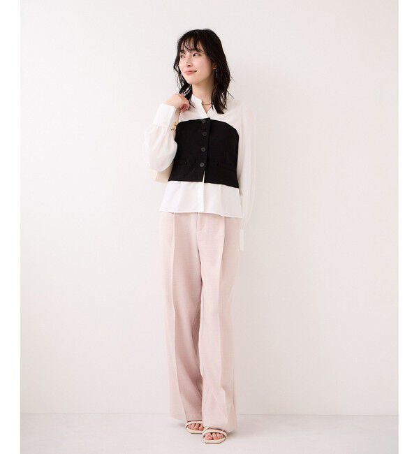 VIS「美easyリネンライクワイドパンツ/イージーケア・接触冷感・セットアップ対応」|チノ|