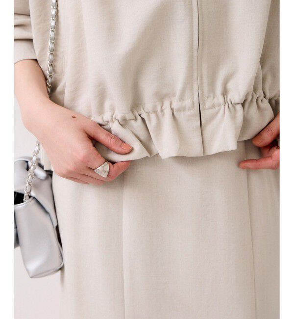 VIS「美easyリネンライクジップ裾フリルブルゾン/イージーケア・接触冷感」|ブルゾン・スタジャン|