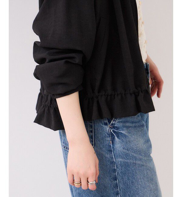 VIS「美easyリネンライクジップ裾フリルブルゾン/イージーケア・接触冷感」|ブルゾン・スタジャン|