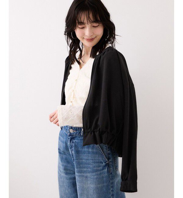VIS「美easyリネンライクジップ裾フリルブルゾン/イージーケア・接触冷感」|ブルゾン・スタジャン|