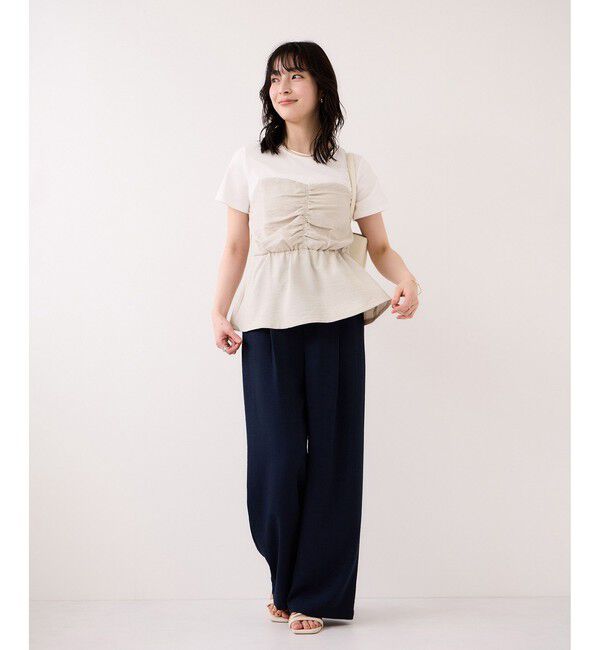 VIS「【WEB限定】美easyリネンライクシャーリングビスチェドッキングトップス/イージーケア・接触冷感」|Tシャツ・カットソー|