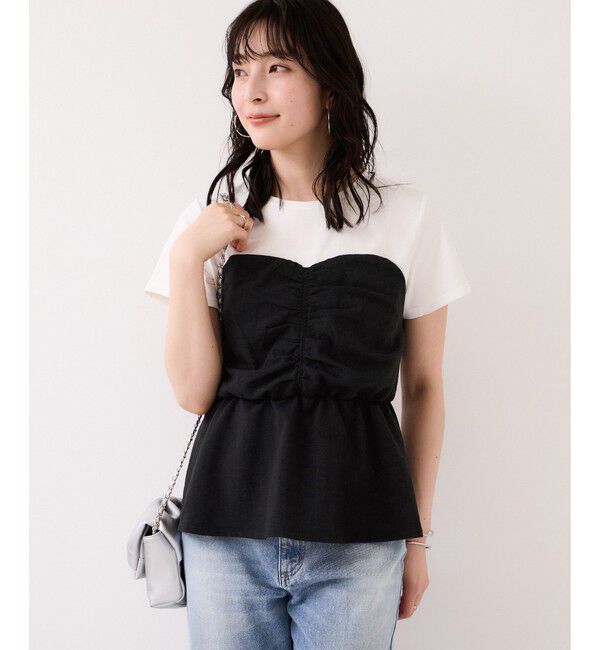 VIS「【WEB限定】美easyリネンライクシャーリングビスチェドッキングトップス/イージーケア・接触冷感」|Tシャツ・カットソー|