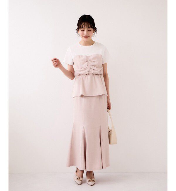 VIS「【WEB限定】美easyリネンライクシャーリングビスチェドッキングトップス/イージーケア・接触冷感」|Tシャツ・カットソー|