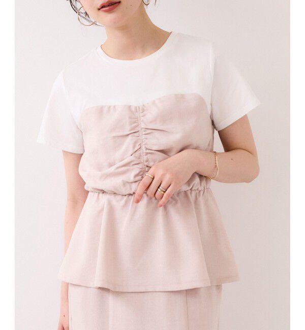 VIS「【WEB限定】美easyリネンライクシャーリングビスチェドッキングトップス/イージーケア・接触冷感」|Tシャツ・カットソー|