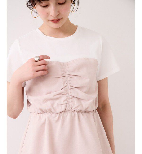 VIS「【WEB限定】美easyリネンライクシャーリングビスチェドッキングトップス/イージーケア・接触冷感」|Tシャツ・カットソー|