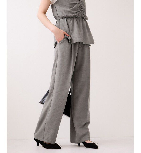 VIS「【WEB限定】美easyリネンライクベルテッドストレートパンツ/イージーケア・接触冷感」|チノ|