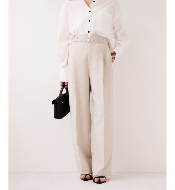 VIS「【WEB限定】美easyリネンライクベルテッドストレートパンツ/イージーケア・接触冷感」|チノ|