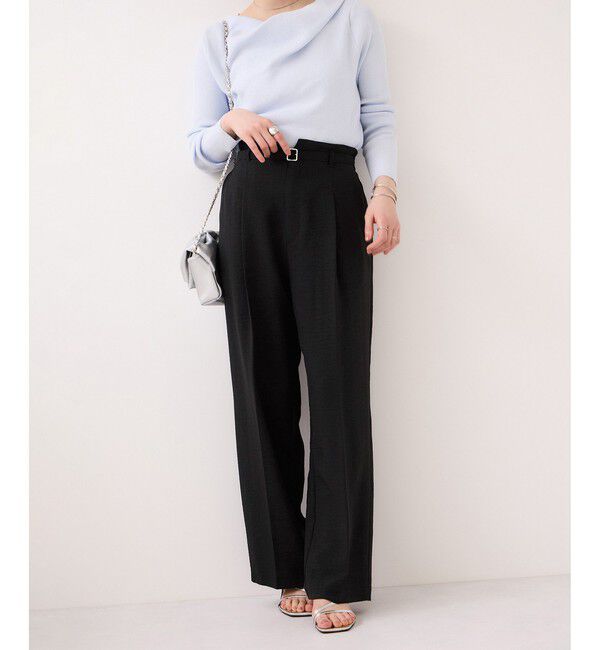 VIS「【WEB限定】美easyリネンライクベルテッドストレートパンツ/イージーケア・接触冷感」|チノ|